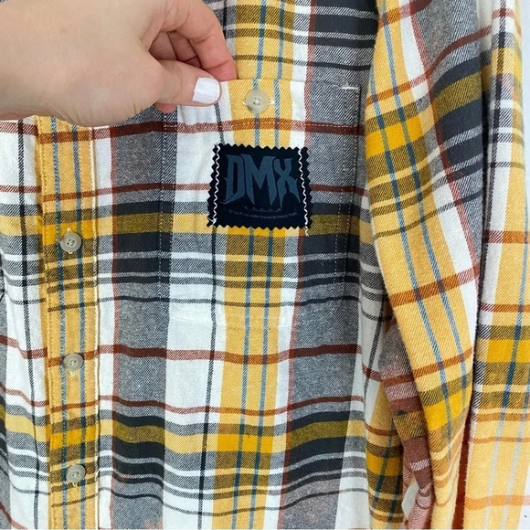 DMX Flannel Shirt Mens XL XXL Unisex Handmade Reworked Bleached Plaid Rare - Picture 4 of 14